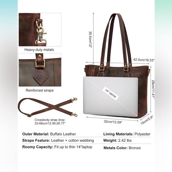 S-Zone distressed leather tote - NWOT - never worn! - Picture 5 of 14